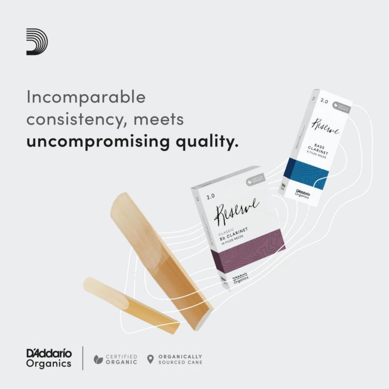 Cañas D'Addario Organic Reserve para clarinete bajo fuerza 3.0 paquete de 5