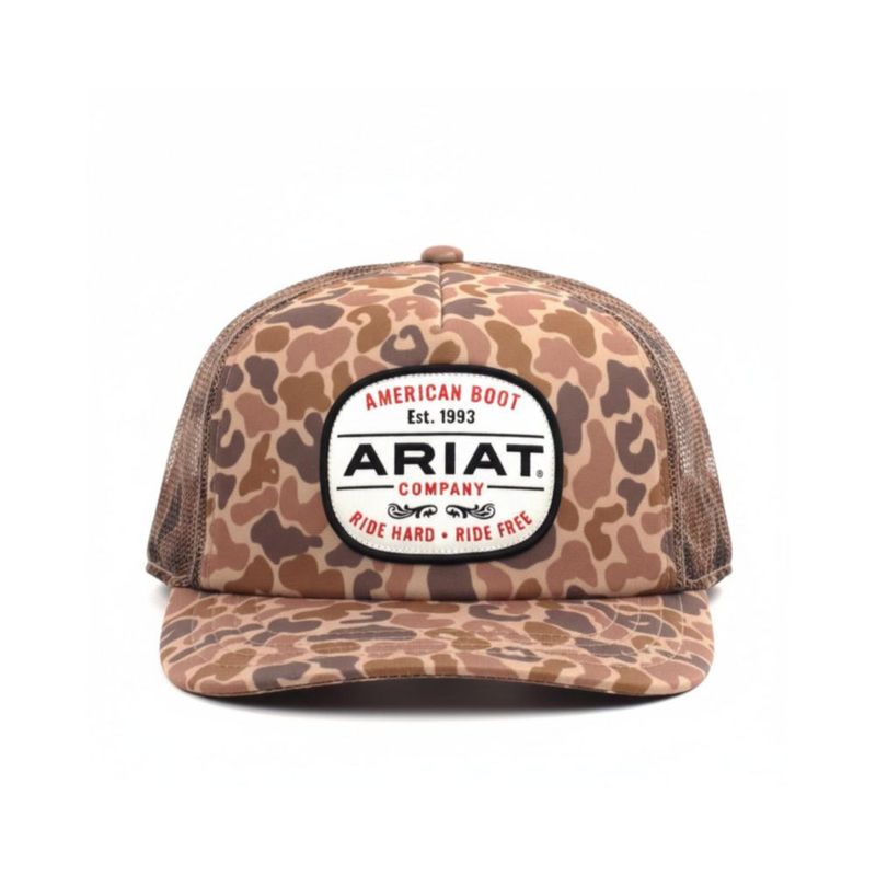 Gorra ARIAT Heritage Patch Snapback con camuflaje de pato y malla