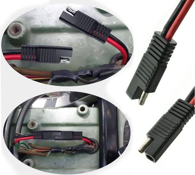 Conector SAE FLAPRV 12V 2 pines 30 cm impermeable - Juego de 2