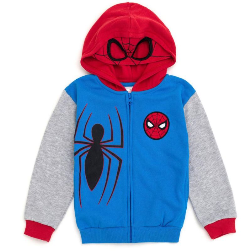 Sudadera con capucha de forro polar Marvel Spider-Man 4T azul/roja (cosplay)