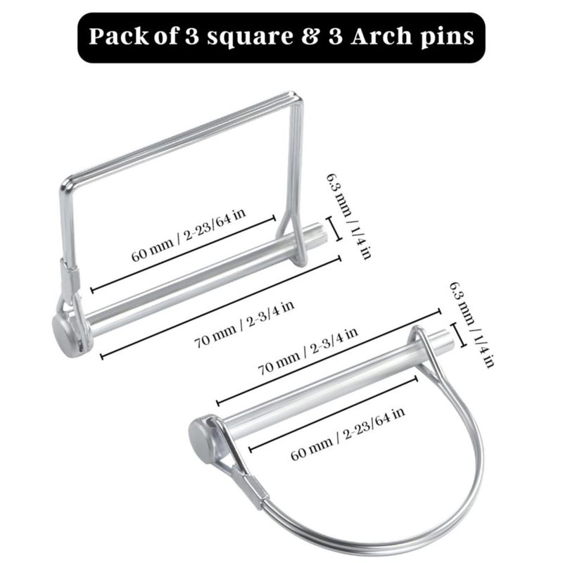 Pasadores para remolque PINAILER 7 cm x 6 mm (paquete de 6)