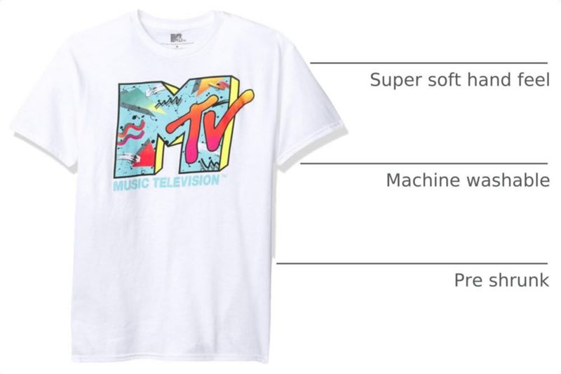 Camiseta MTV Logo Retro Blanca XXX‑Extra Grande (Big‑Tall)