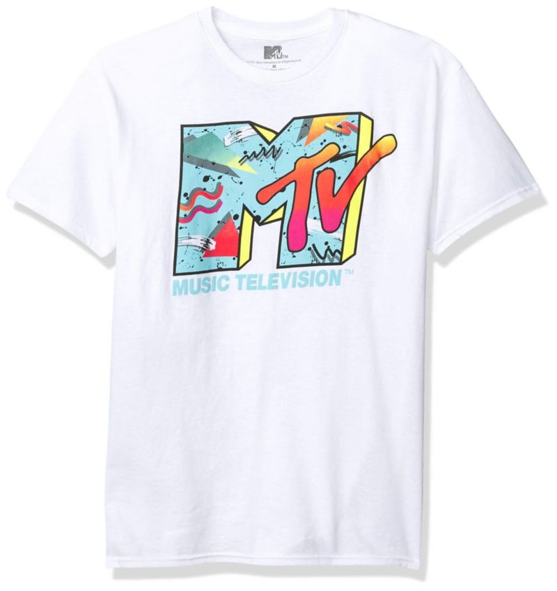 Camiseta MTV Logo Retro Blanca XXX‑Extra Grande (Big‑Tall)