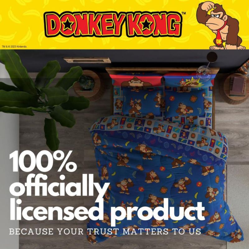 Juego de cama Franco Full 7 piezas Donkey Kong de microfibra