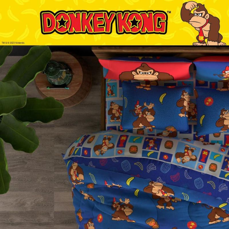 Juego de cama Franco Full 7 piezas Donkey Kong de microfibra