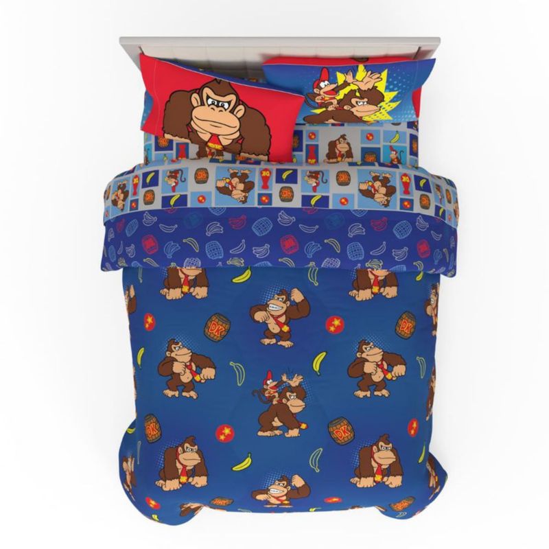 Juego de cama Franco Full 7 piezas Donkey Kong de microfibra