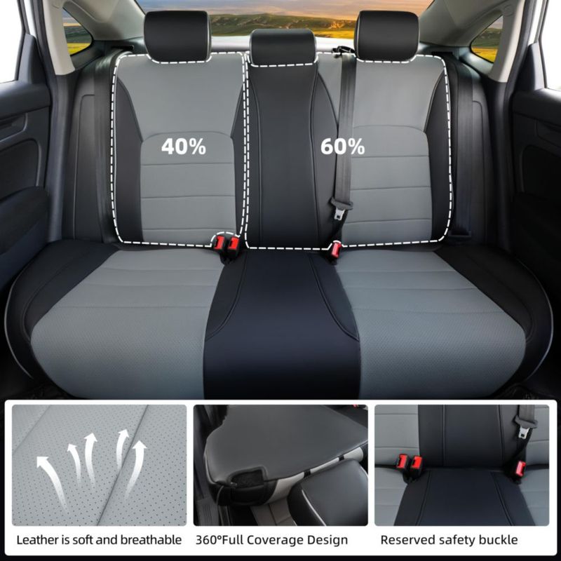 Fundas de Asiento Lolcar de Cuero para Honda Civic 4 Puertas 5 Asientos