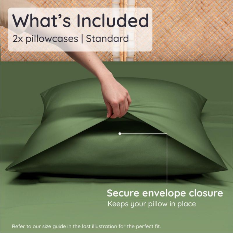Funda de almohada Bambaw pack de 2 51 × 66 cm viscosa de bambú color oliva