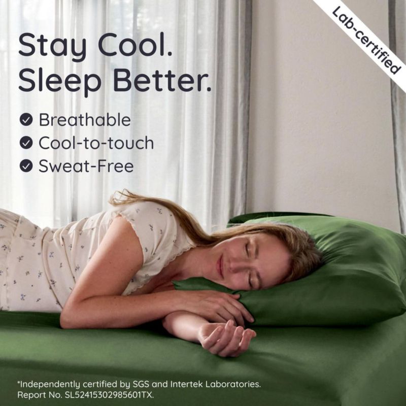 Funda de almohada Bambaw pack de 2 51 × 66 cm viscosa de bambú color oliva