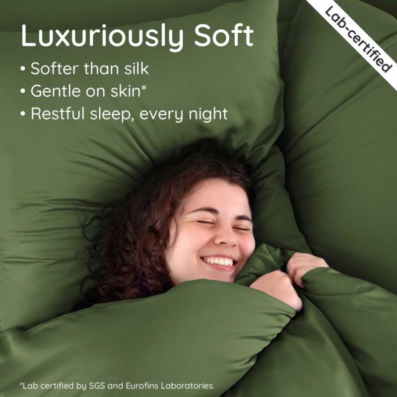 Funda de almohada Bambaw pack de 2 51 × 66 cm viscosa de bambú color oliva