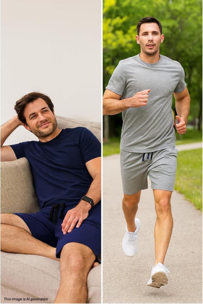 Shorts Hanes pack de 2 de algodón 19 cm Azul/Gris jaspeado Talla M