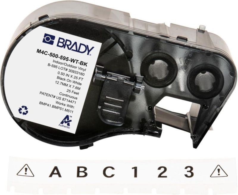 Etiquetas Brady 13 mm × 76 m Negro sobre blanco