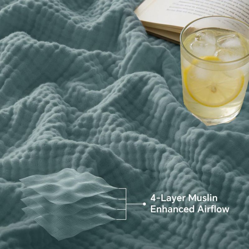 Manta BEDELITE de Algodón Muselina 274 cm x 229 cm Verde Azulado
