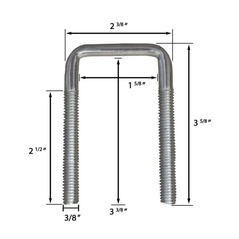 Juego de pernos en U A.A de 38 cm para eje de remolque de 38 cm zincado
