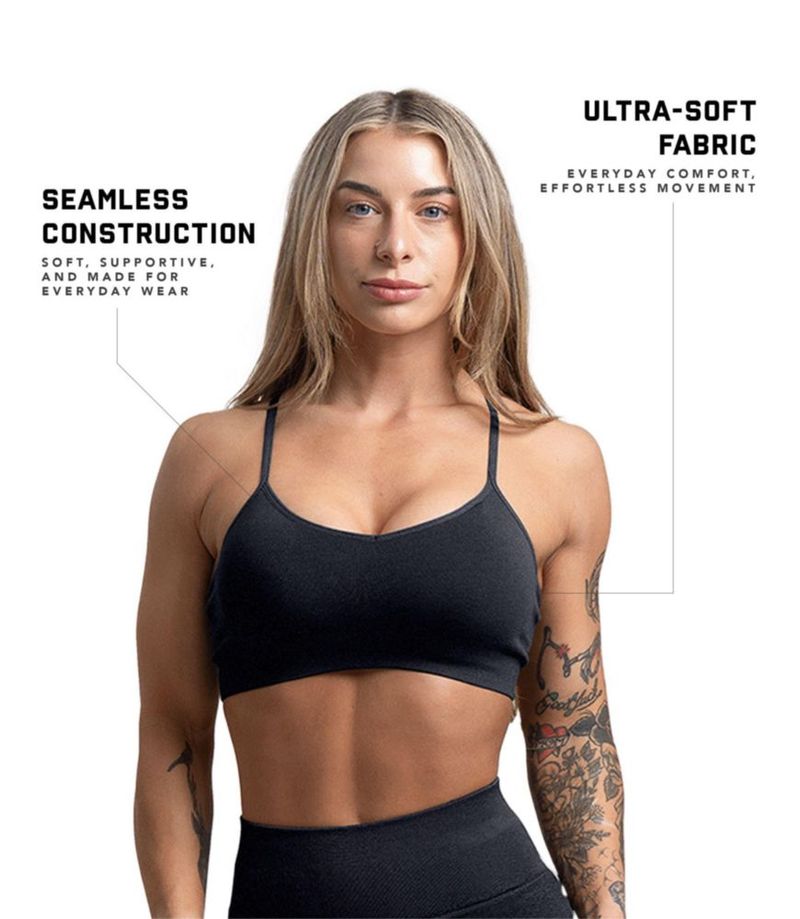 Sujetador Deportivo Gymreapers Sin Aros Acolchado Medio Negro