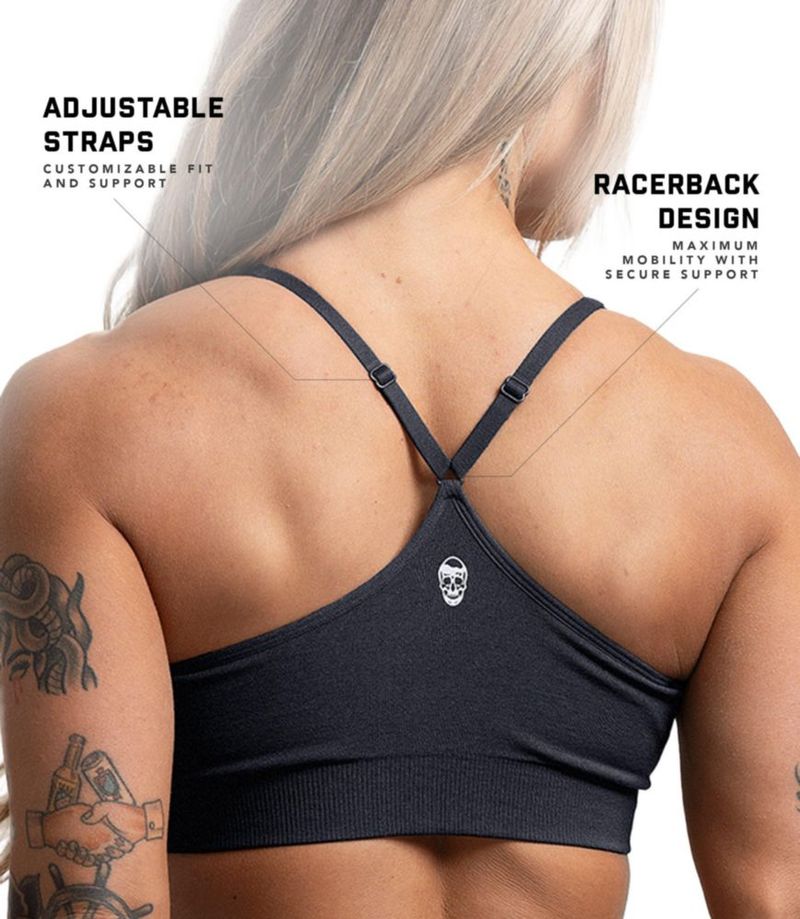 Sujetador Deportivo Gymreapers Sin Aros Acolchado Medio Negro