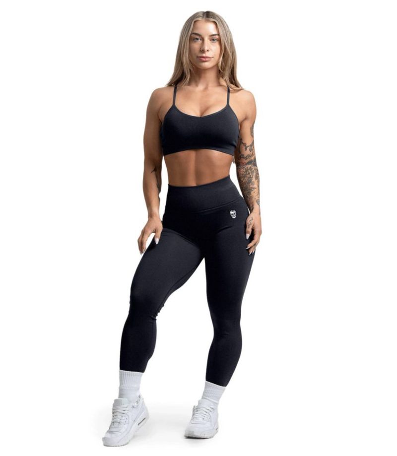 Sujetador Deportivo Gymreapers Sin Aros Acolchado Medio Negro