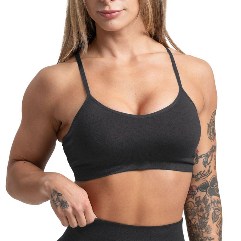 Sujetador Deportivo Gymreapers Sin Aros Acolchado Medio Negro