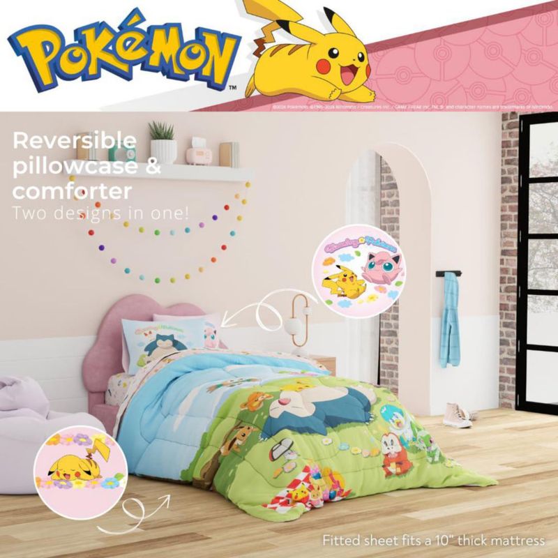 Juego de ropa de cama Franco Twin Snorlax Pikachu y Eevee