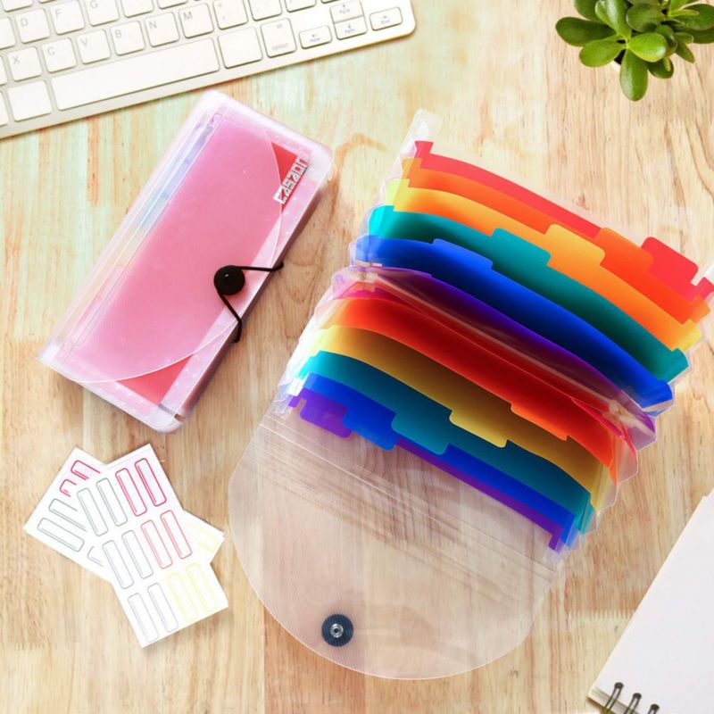 Carpeta de archivo expandible CASAON 26 × 13 × 2 cm 13 bolsillos – Juego de 2