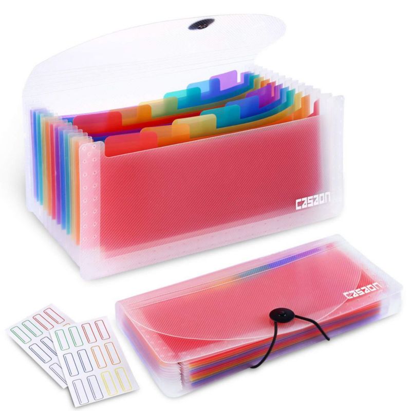Carpeta de archivo expandible CASAON 26 × 13 × 2 cm 13 bolsillos – Juego de 2
