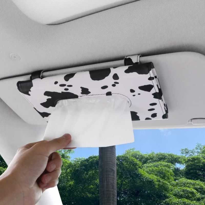 Porta pañuelos para coche Carstuus 23 cm con estampado de vaca – mujer