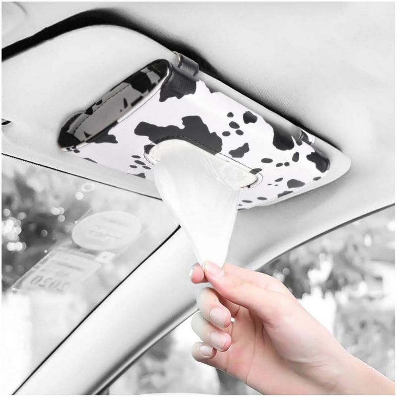 Porta pañuelos para coche Carstuus 23 cm con estampado de vaca – mujer