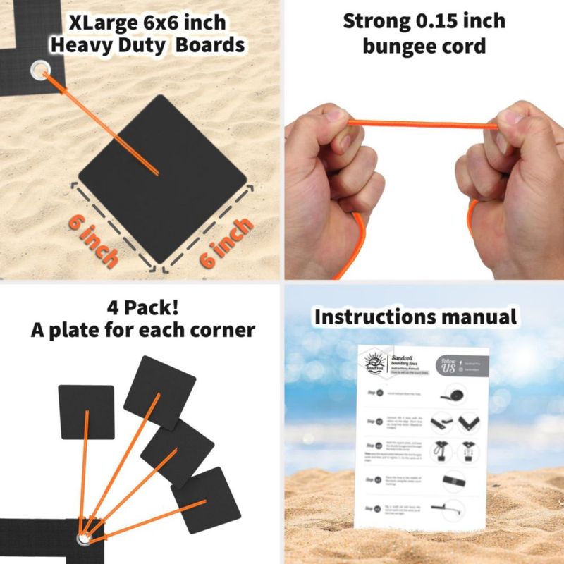 Anclajes de arena para vóleibol SandVoll 15 cm Pack de 4 - Alta resistencia