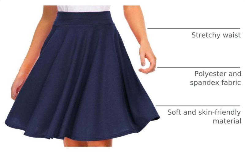 Falda EXCHIC XL Azul Marino Plisada Midi Skater Casual