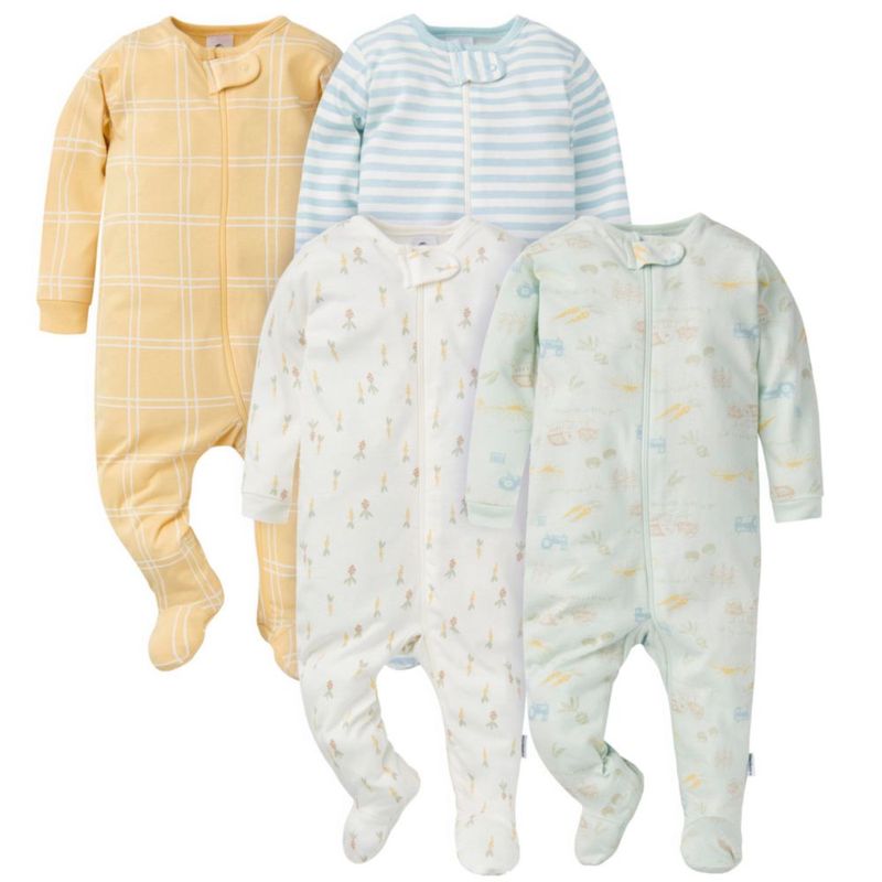 PAJAMAS Gerber para Bebé Niño 4‑Pack Sleep 'N Play con Tema de Granja