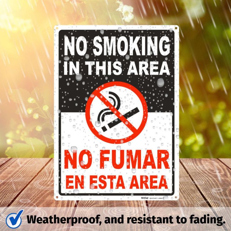 Señalización BRIMAR No Fumar 25 × 36 cm Pack de 4 Bilingüe