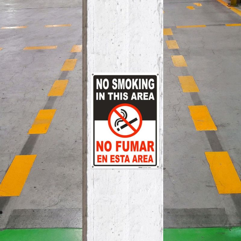 Señalización BRIMAR No Fumar 25 × 36 cm Pack de 4 Bilingüe