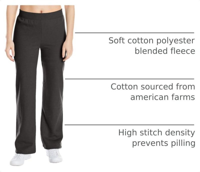 Pantalones Hanes EcoSmart Fleece Pierna Abierta Ébano Mediano