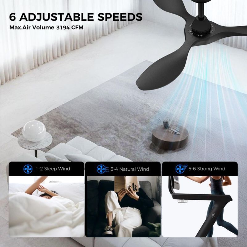 Roomratv Ventilador de Techo Moderno de 42" con Luz Diseño de Aspas Amplias Control Remoto