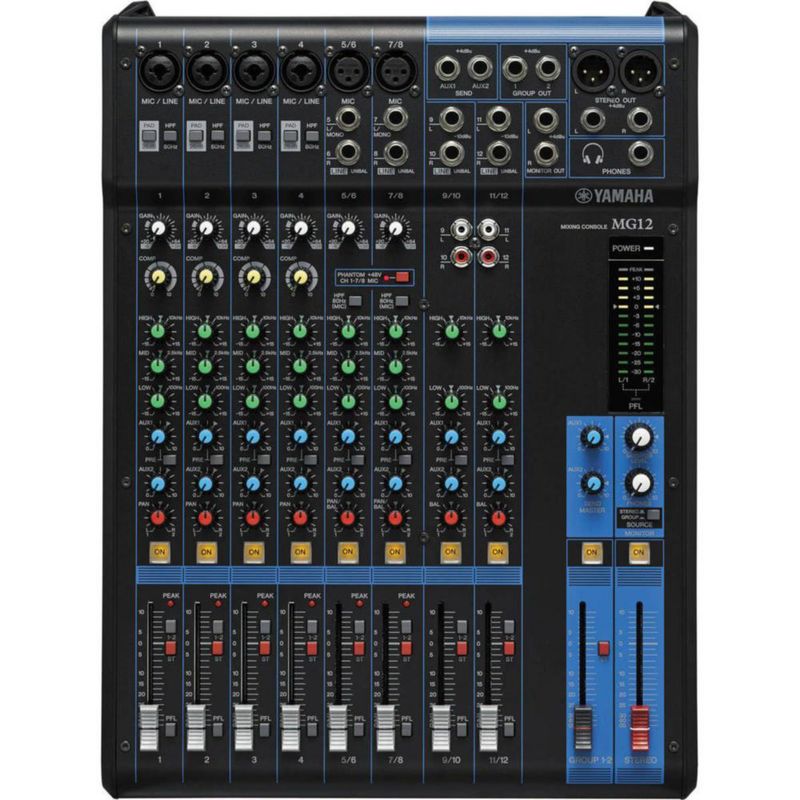 Mezclador analógico Yamaha MG12 de 12 entradas y 4 buses con preamplificadores D-PRE