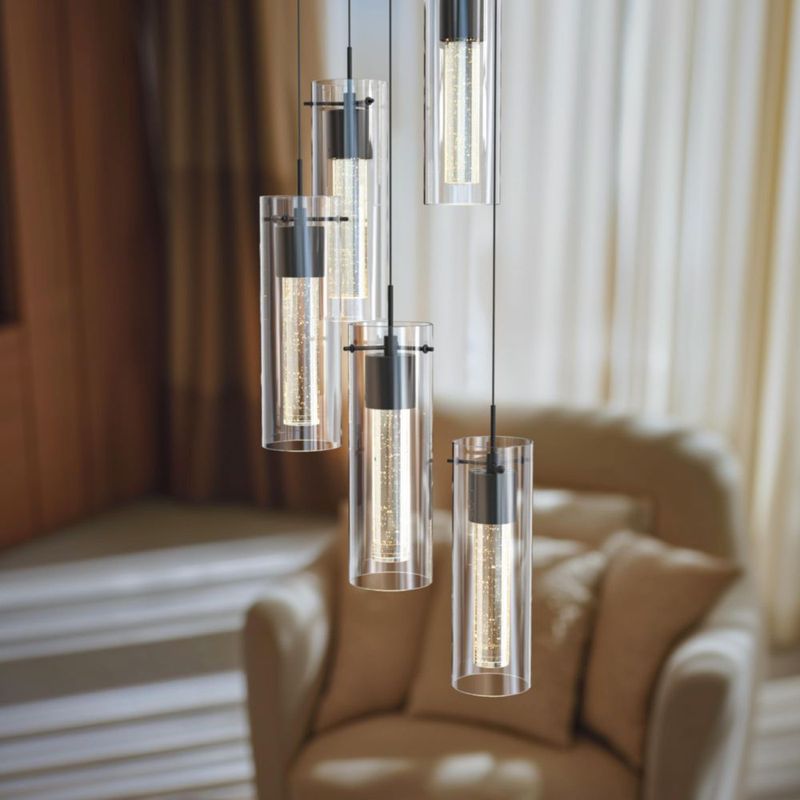 Candelabro Tawson de 5 luces LED con cristal burbuja negro