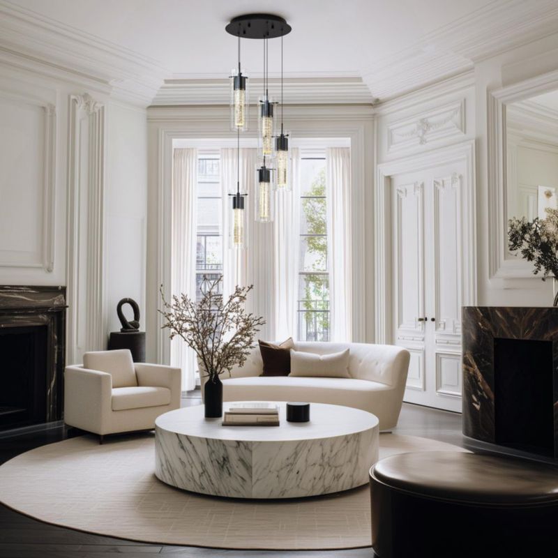 Candelabro Tawson de 5 luces LED con cristal burbuja negro