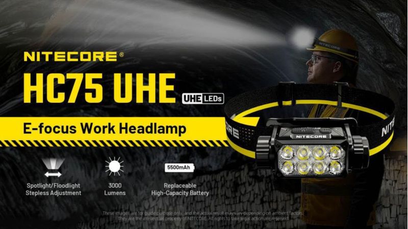 Linterna frontal Nitecore HC75 UHE 3000 lúmenes recargable