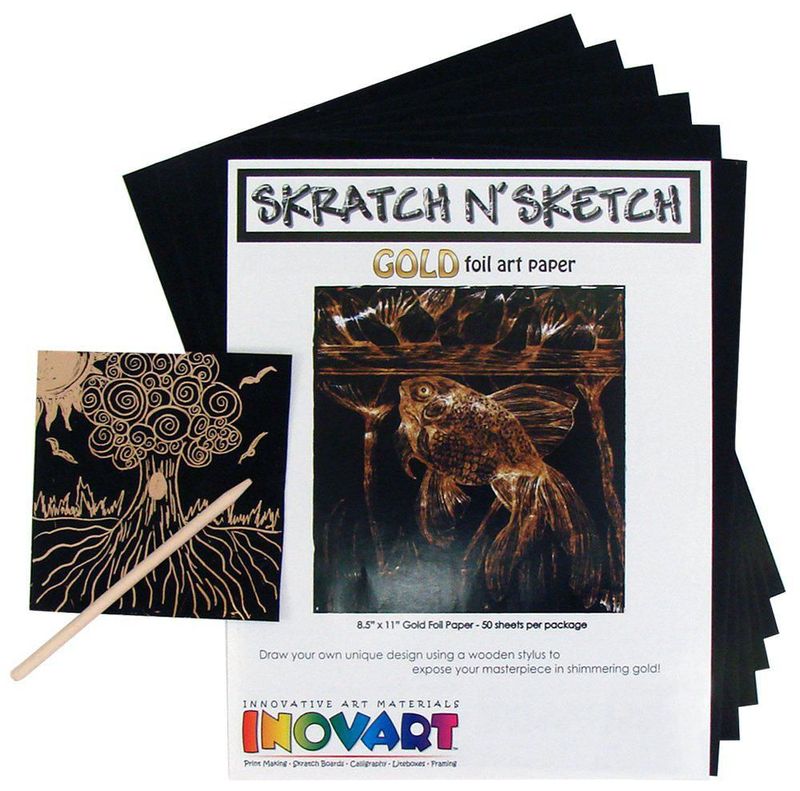 Papel de Rascar INOVART 50 Hojas con Foil Dorado