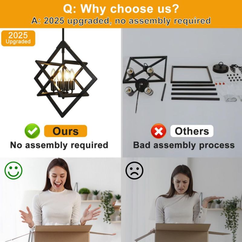 Candelabro UnicozoHome de 4 luces negro 46 cm sin montaje