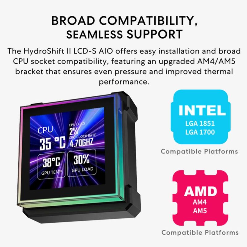 Refrigeración líquida para CPU Lian Li Hydroshift II 360 mm ARGB LCD