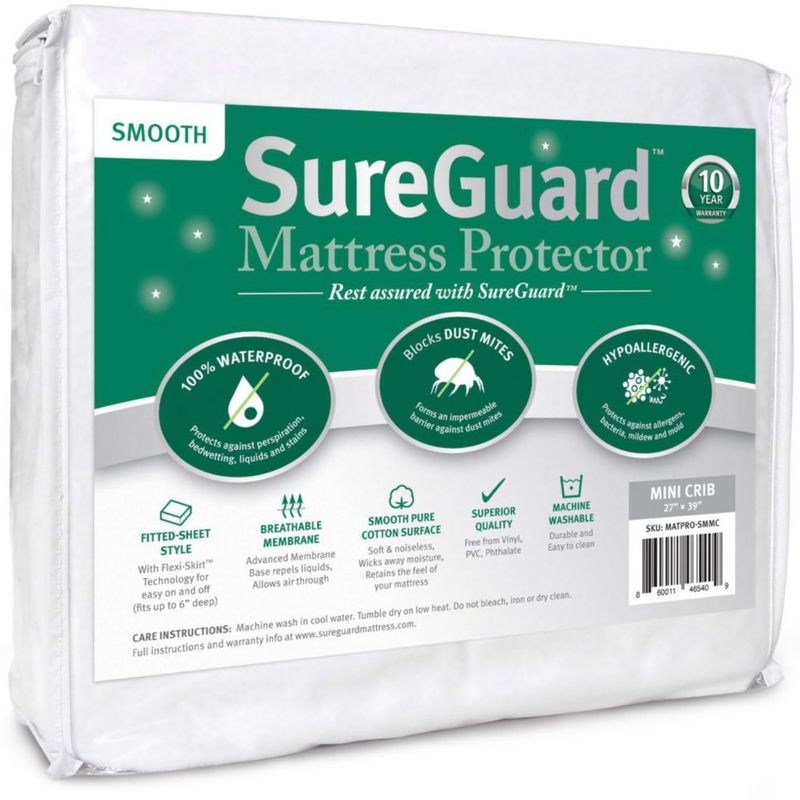 Protector de colchón impermeable SureGuard Mini Cuna 69 cm