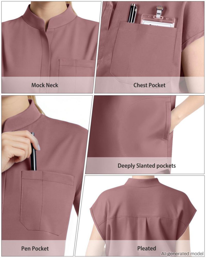 Conjunto de Uniforme Médico Dvoliaw para Mujer – Top sin mangas con 11 bolsillos y pantalón