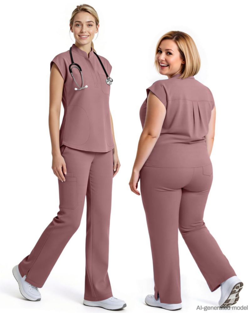 Conjunto de Uniforme Médico Dvoliaw para Mujer – Top sin mangas con 11 bolsillos y pantalón