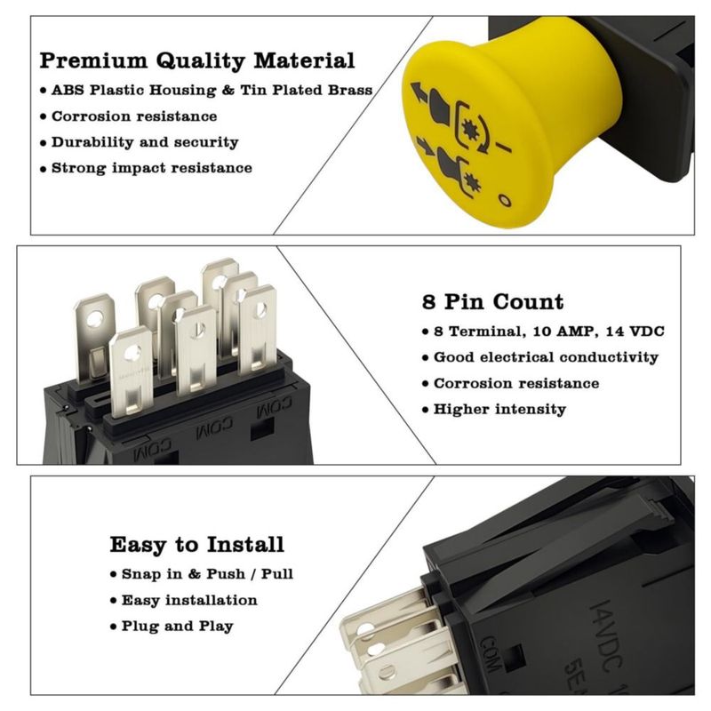 Interruptor de embrague PTO para cortacésped FBLOWMOD 8 terminales 103-5221