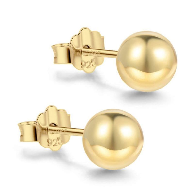Pendientes CUTEFEEL de 6 mm chapados en oro 18K sobre plata