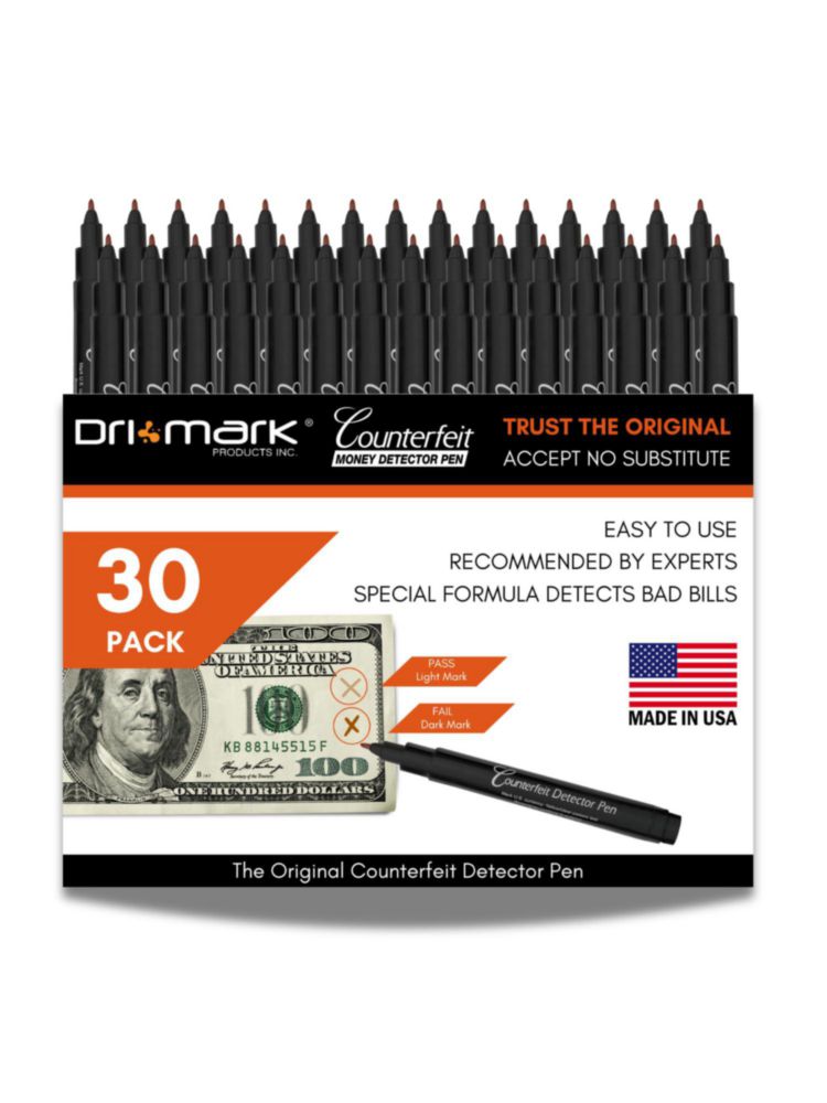 Pluma Detector Dri Mark – Pack de 30 para Detectar Billetes Falsos