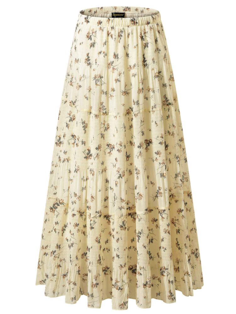 Falda Maxi NASHALYLY de Chifón con Cintura Alta y Pliegues