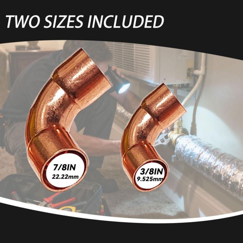 Kit de accesorios de cobre ZGTools 3/8" y 7/8" para HVAC – 13 piezas