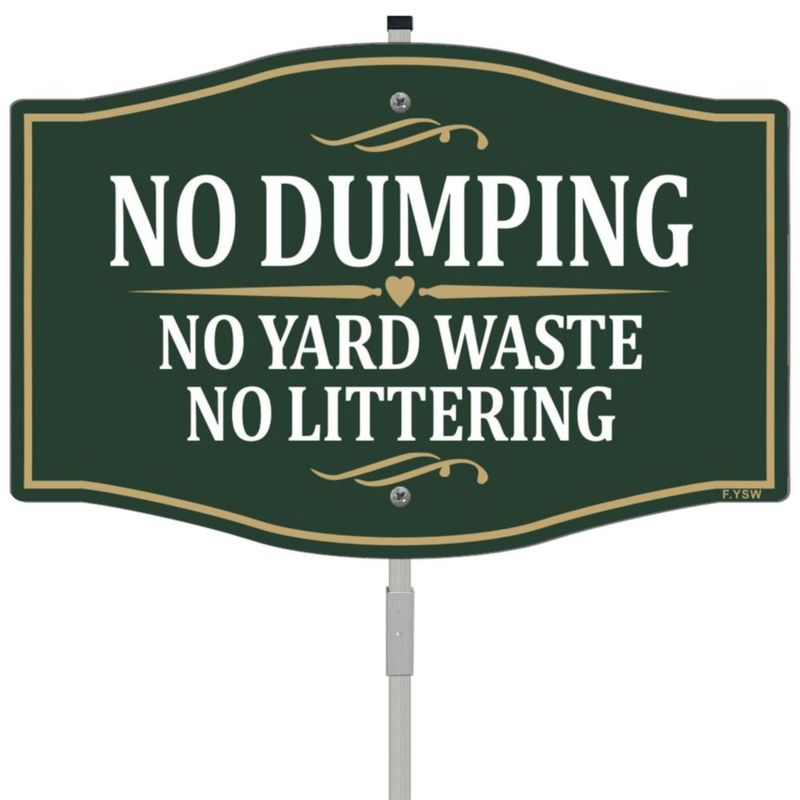 Señal SImkha 30 × 20 cm No Dumping con estaca metálica de 89 cm